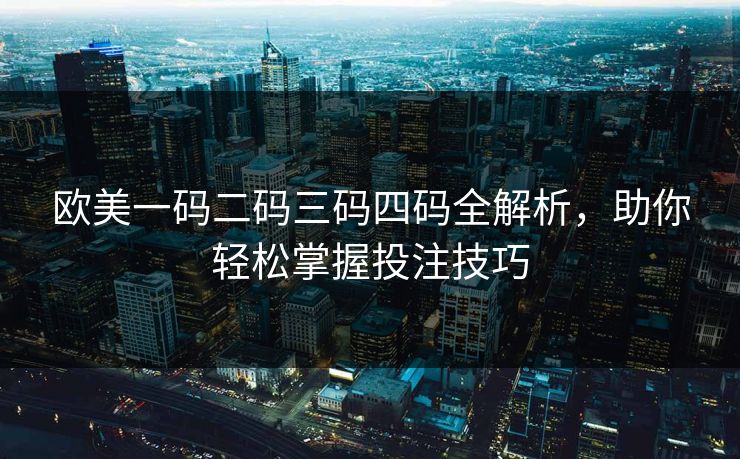 欧美一码二码三码四码全解析，助你轻松掌握投注技巧